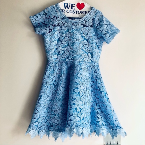 Rare Editions Lace and Illusions Blue Big Girl’s Dress Size 10 - Picture 2 of 12